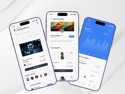 NFT Mobile App UI Design app design crypto app nft nft app ui