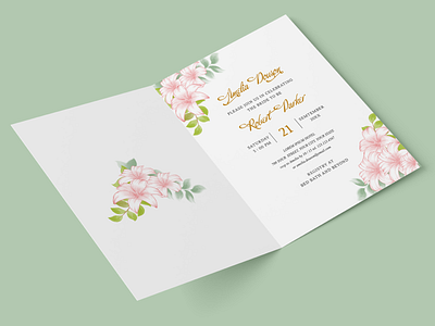 Floral Wedding Invitation Card Save The Date Design Rustic Style boho bridal card ceremony decoration elegant gold greeting invitation invite leaves marriage matrimonial nupital rose save the date spouses watercolor wedding wedding invitation rustic