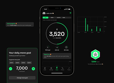 Step tracking mobile app design figma fitness app mobile app ui