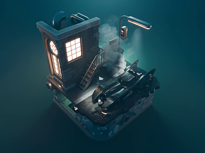 Batmobile Tutorial 3d batman batmobile blender diorama gotham illustration isometric process render street tutorial