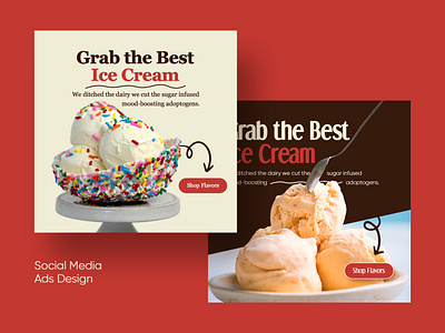 Social Media Ads Design For Ice Cream Brand Promotion banner ads banner design banners food banner google ad banner google ads instagram banner instagram post landing page linkedin banner linkedin post social media social media ads social media banner social media design social media templates web banner web banner ad web banners web design