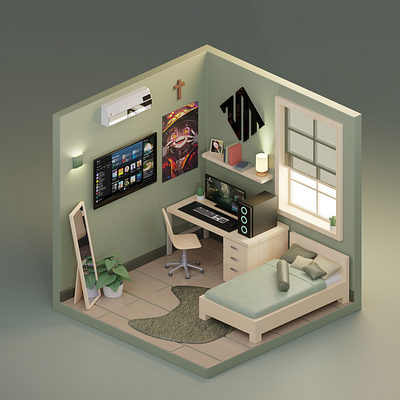 3D Isometric Room 3d 3d design 3d isometric isometric personal room