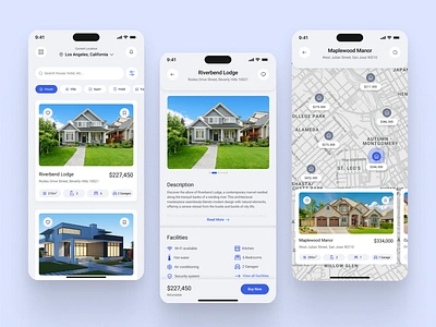 Real Estate Mobile App app design estate figma flat house inspiration losangeles map mobile real realestate ui uidesign ux uxdesign villa