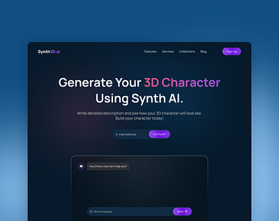 3D Character Generator Website Using AI 3d ai bot character design figma future generator inspiration ui uidesign usa ux uxdesign uxui web website