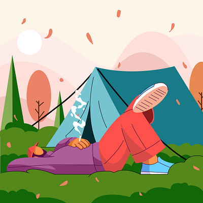 Camping Illustration adventure camp design flat flat design flat illustration graphic design illustration nature outdoor travel vector