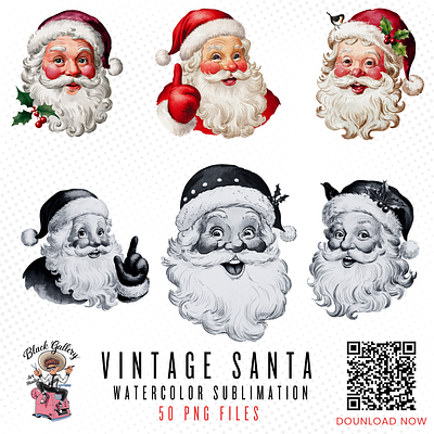 Vintage Santa Sublimation Bundle christmas christmas png graphic design holiday t shirt santa