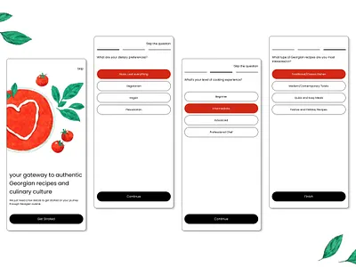 Onboarding Screens app application food onboarding recipes research userexperience userresearch ux