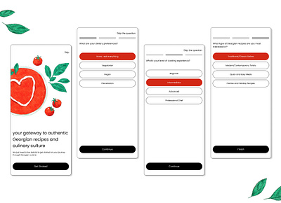 Onboarding Screens app application food onboarding recipes research userexperience userresearch ux