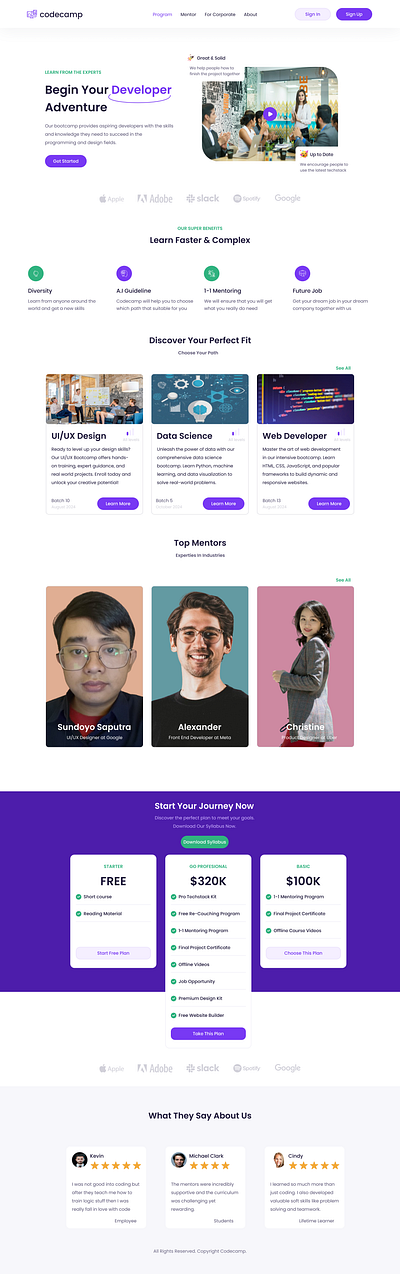 Codecamp : Landing Page Design landingpage ui web design