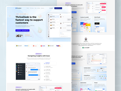 ThriveDesk Redesign landing page redesign saas landing page thrivedesk ui design uiux design web design