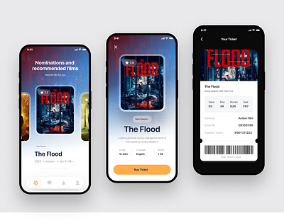 Movie Ticket Booking app app ui booking cinema design figma film movie ticker ui uidesign uiux