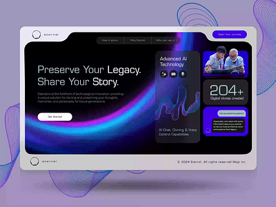 Eternal Artificial Intelligence Landing Page app design artificial intelligence branding design eternal futuristic glassmorphic graphic design ui user experience user interface