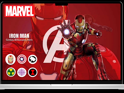 Marvel's Avengers Character Showcase ⚡!! animation avengers black widow captain america graphic design hulk iron man marvel marvel comics thor ui ux design ux