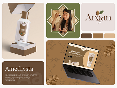 Argan Brand Identity amazigh argan branding cosmetic ecommerce landing page logo morocco oiel shop ui