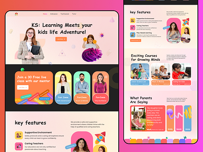 🧸✨ Kids Landing Page Design! ✨🧸 course course app course landing page course website edtech education elearning learning platform mentoring online online course online course app online course landing online course website online tutoring onlinecourse training tutoring uiux design