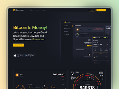 Botmecash Landing Page bitcoin blockchain crypto financial landing page product design