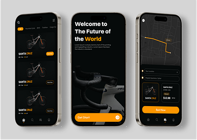 Cycle Rent - Mobile App Design animation bike rental clean cycle minimal mobile app mobile app design mobile application rent app ui ui design uiux ux ux design web web design