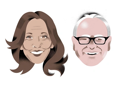 Harris & Walz 🇺🇸 america editorial illustration illustration kamala harris politics portraits tim walz