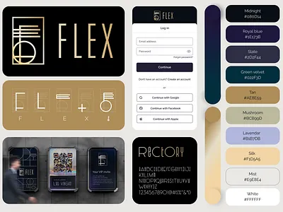 Flex Branding UI Components app design art deco branding color palette logo design ui