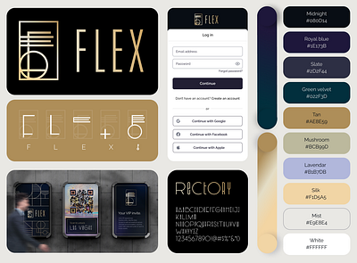 Flex Branding UI Components app design art deco branding color palette logo design ui