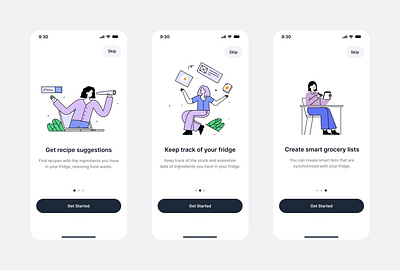 Food recipe App - Onboarding Screens app design mobile app onboarding ui ui design