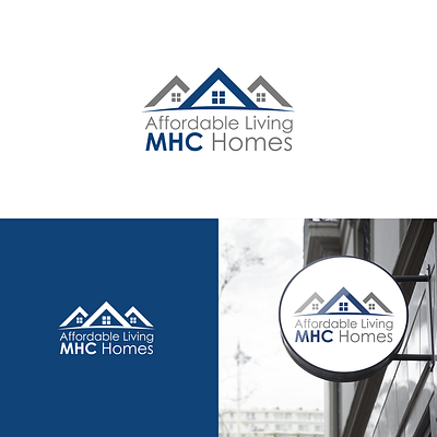 Affordable Living MHC Homes blue branding grey home house logo contest logo design real estate logo