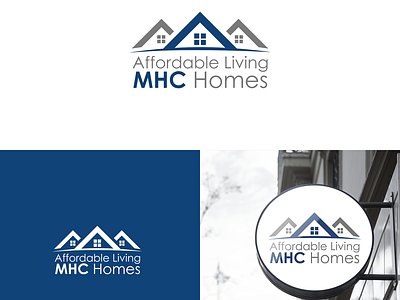 Affordable Living MHC Homes blue branding grey home house logo contest logo design real estate logo