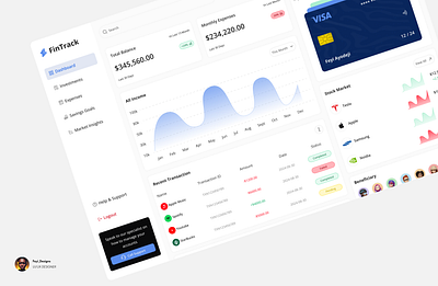 FinTrack appdesign dashboard dashboard ui dashboardui data visualization datavisualization finance dashboard financedashboard fintech fintech design fintechdesign minimalist design minimalistdesign ui design ui ux uidesign ux design uxdesign web design webdesign