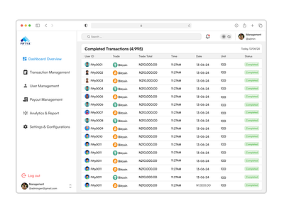 Transaction Management product design ui