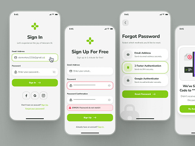 osler: AI Telehealth & Telemedicine App | Sign In & Sign Up UI ai telehealth app ai telemedicine app authentication ui clean flat forget password ui forgot password ui green healthcare ui kit log in login minimal register register ui sign in sign in ui sign up sign up ui telehealth ui kit virtual health app