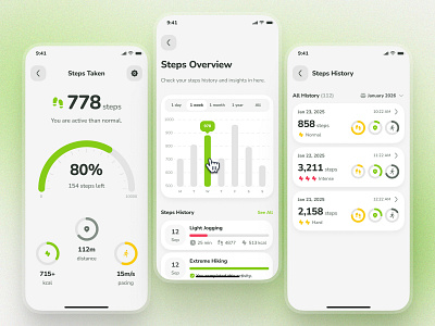 osler UI Kit: AI Telehealth App | Activity Tracker Steps Monitor activity app activity monitor app activity tracker app ai calorie app ai doctor app ai doctor companion app ai healthcare app ai telehealth app ai telemedicine app clean flat green healthcare ui kit minimal steps tracker app telehealth ui kit telemedicine ui kit virtual consultation app virtual doctor app virtual healthcare app