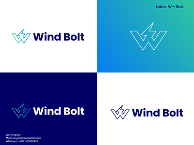 Wind Bolt logo design bolt logo branding design graphic design icon illustration letter w bolt logo logo design logos mark modern logo ui