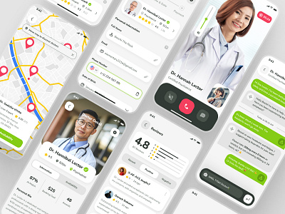 osler UI Kit: AI Telehealth App | Doctor Consultation Booking UI ai doctor app ai healthcare app ai telehealth app ai telemedicine app chat ui clean doctor app doctor appointment app doctor consultation app doctor consultation ui flat green healthcare ui kit map ui minimal telehealth ui kit telemedicine ui kit video call ui virtual doctor app virtual doctor companion app