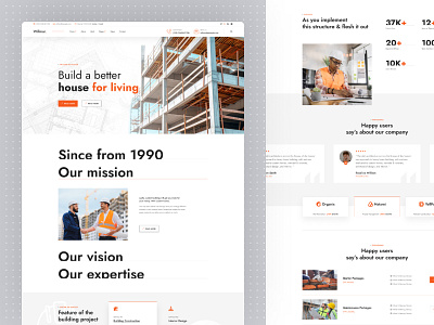 Willmor - Construction & Interior Design Company Website Design about architecture design construction construction landing page design header interior landing page section service shuvo ui ui design ux ux design