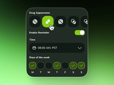 osler UI Kit: AI Telehealth App | Drug Medication Reminder ai healthcare app ai telehealth app calendar ui dark mode drug app drug reminder app drug reminder ui flat gradient green medication app medication reminder ui medication schedule minimal modern reminder popup reminder ui schedule ui telehealth ui kit telemedicine ui kit