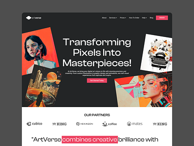 ArtVerse Digital Art Services Landing Page 🤌🏻 art art landing page art website design digital art digital website futuristic home interface landing page minimalistic modern ui web web design website website design