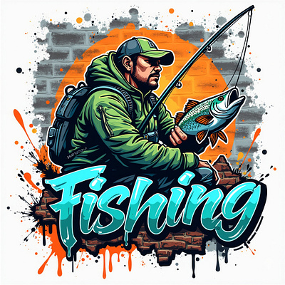 Fishing Time T-Shirt Design branding design digital art fish fishing illustration t shirt t shirt design vector