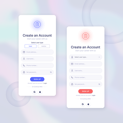 Sign Up Page animation application appllogin appsignup auth background branding clean colors createacount design illustration logo morden page signup typography ui uniqe unique design