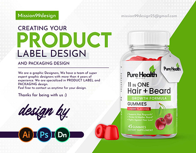 Product label design and supplement label design bottle label design gummies label design label design packaging design product label design product pacakging supplement label design