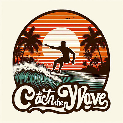 Vintage Style T-Shirt Design catch design digital art graphic design illustration logo t shirt t shirt design ui vector vintage wave