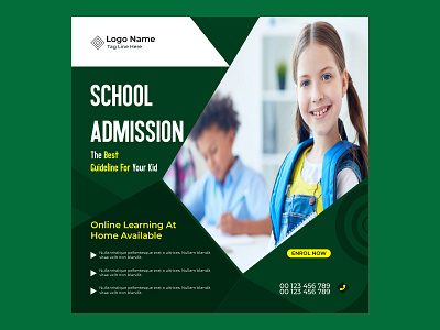 School Admission Social Media Post Design admission design admission post ads ads design design education facebook post graphic design school school admission social media post template