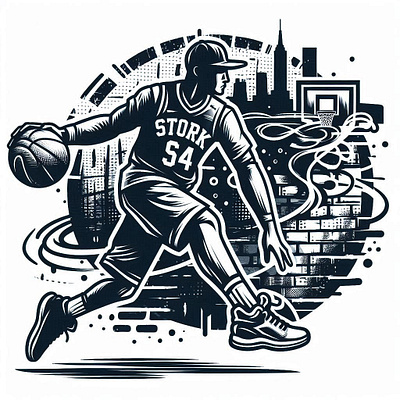 Basketball Black and White T-Shirt Design branding clip art design digital art graphic design illustration t shirt t shirt design vector