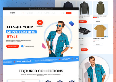 Evolve - Men's Fashion eCommerce Website branding clothing community design ecommerce ecommerce men fashion ecommerce website engagement evolve clothing fashion web graphic design homepage landing page men men clothes ui ux web web design website