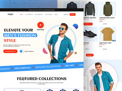 Evolve - Men's Fashion eCommerce Website branding clothing community design ecommerce ecommerce men fashion ecommerce website engagement evolve clothing fashion web graphic design homepage landing page men men clothes ui ux web web design website