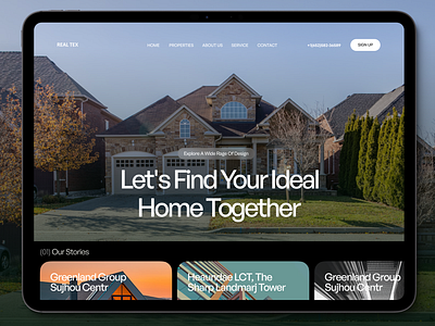 REAL TEX - Real Estate Homepage UIUX Design agency b design homepage landing page real estate renting uiux webdesign website