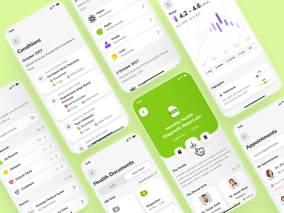 osler UI Kit: AI Telehealth App | Electronic Health Record EHR ai doctor app ai doctor companion app ai healthcare app ai medical app ai telehealth app ai telemedicine app clean doctor consultation app ehr ehr app ehr ui electornic health record electornic health record ui electronic health record app flat green lab app medical app minimal patient app