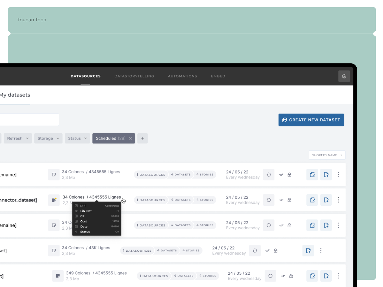 Toucan | Data Store btob data sass ui ux web