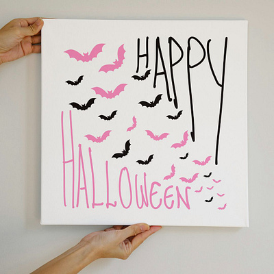 Pinkoween Bats! design graphic design halloween halloween print wall art wall decor wall print