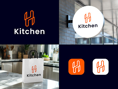 Letter H + Kitchen Logo Design (Restaurant logo) brand identity branding cooking logo creative logo design fast food logo food app food brand food delivery h letter logo icon kitchen logo letter h kitchen logo logo logo design logo mark minimalist modern logo restaurant logo symbol