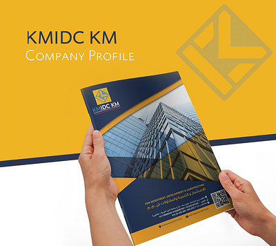 KMIDC KM - Company Profile blue branding colors company profile company profile design construction corporate identity design development graphic design illustration investment logo logo design mockup orange profile profile design white yellow